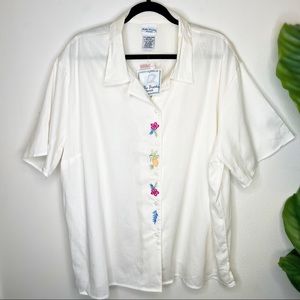 Vintage Bobbie Brooks embroidered button up top 26W